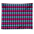 Pink Blue And Black Houndstooth Print Tapestry