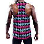 Pink Blue And Black Houndstooth Print Training Tank Top