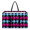 Pink Blue And Black Houndstooth Print Utility Tote Bag