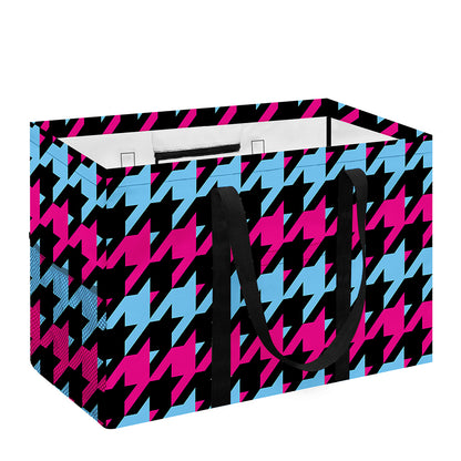 Pink Blue And Black Houndstooth Print Utility Tote Bag