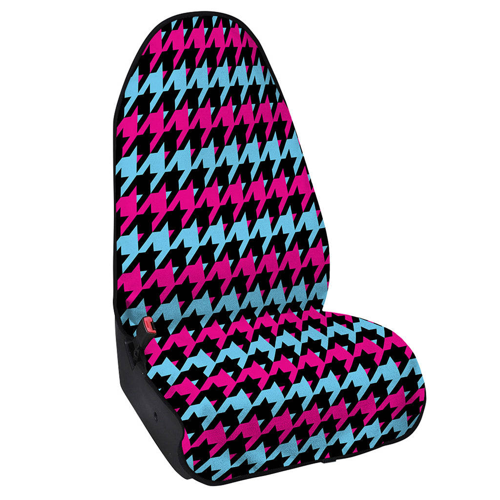 Pink Blue And Black Houndstooth Print Waterproof Car Seat Cover