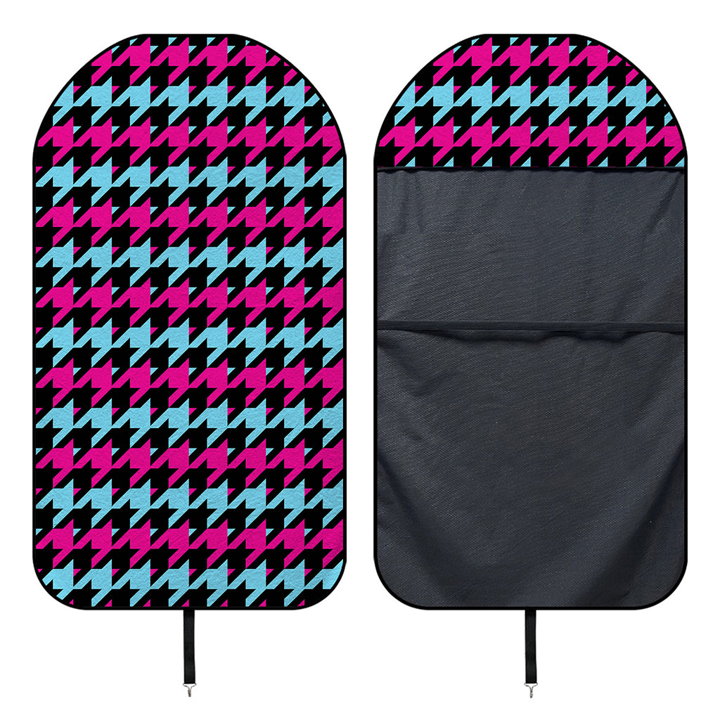 Pink Blue And Black Houndstooth Print Waterproof Car Seat Cover