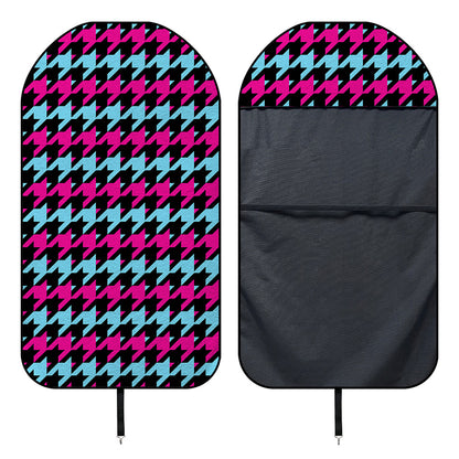 Pink Blue And Black Houndstooth Print Waterproof Car Seat Cover