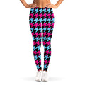 Pink Blue And Black Houndstooth Print Women's Leggings