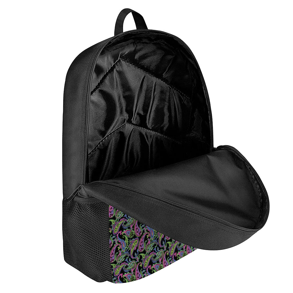 Pink Blue And Green Paisley Print 17 Inch Backpack