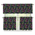 Pink Blue And Green Paisley Print 3 Piece Kitchen Curtains