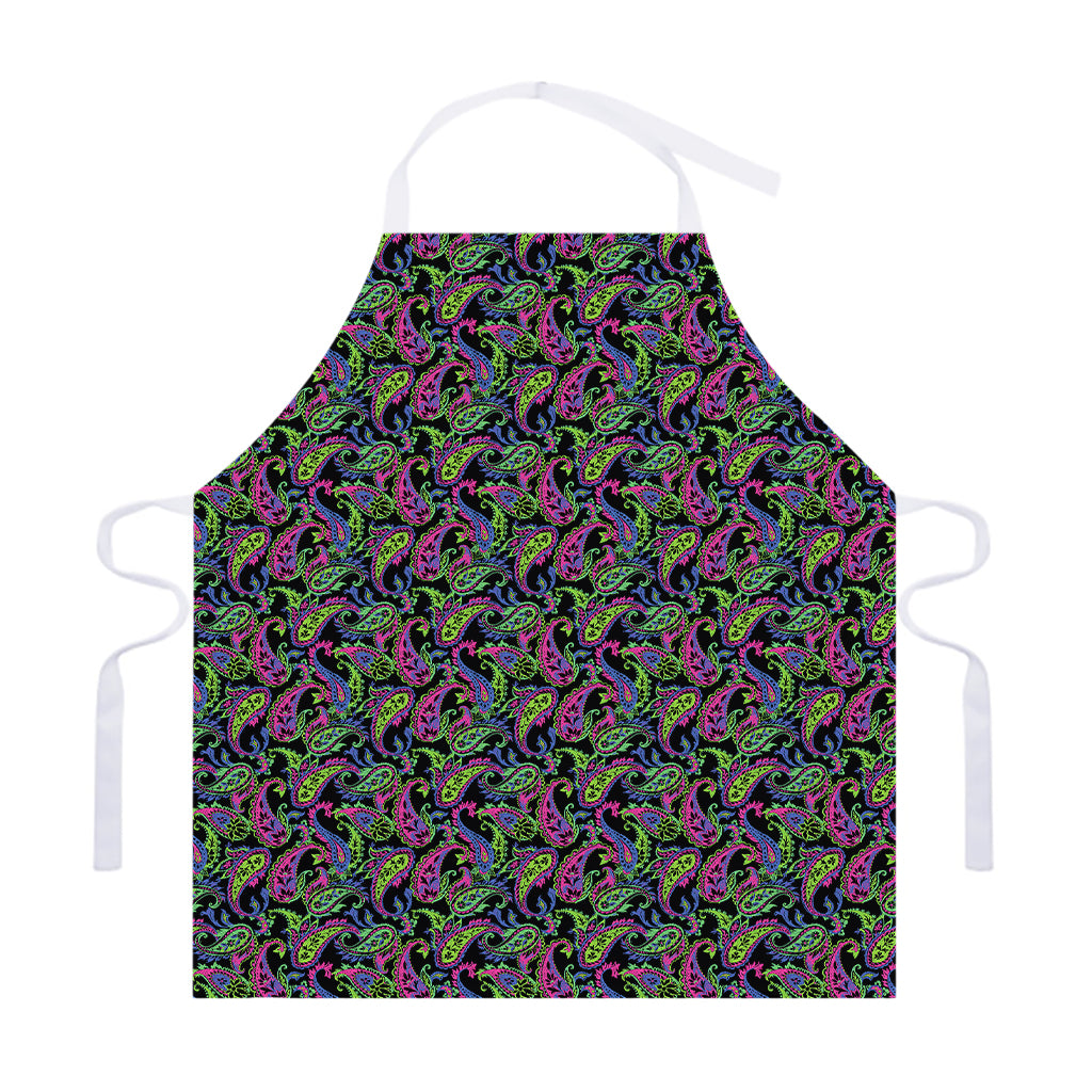 Pink Blue And Green Paisley Print Adjustable Apron