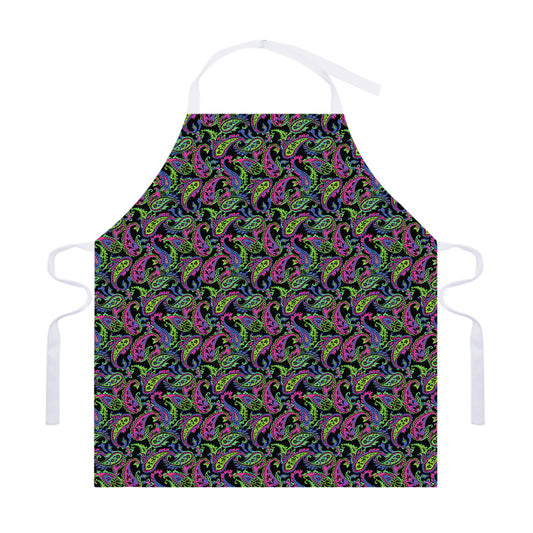 Pink Blue And Green Paisley Print Adjustable Apron