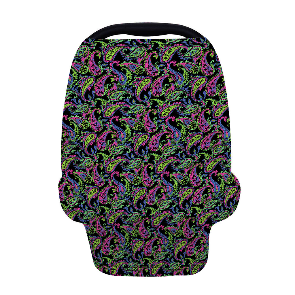 Pink Blue And Green Paisley Print Baby Seat Cover
