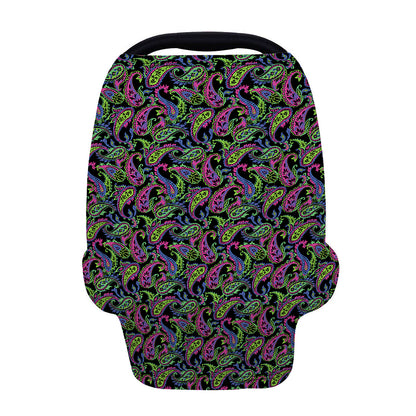 Pink Blue And Green Paisley Print Baby Seat Cover