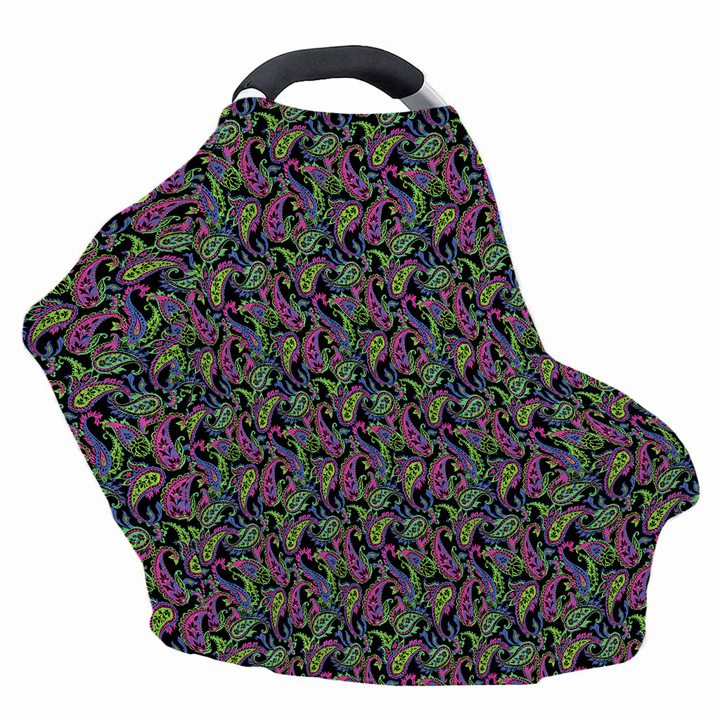 Pink Blue And Green Paisley Print Baby Seat Cover