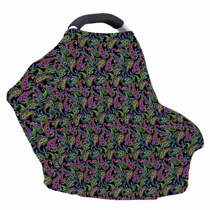 Pink Blue And Green Paisley Print Baby Seat Cover