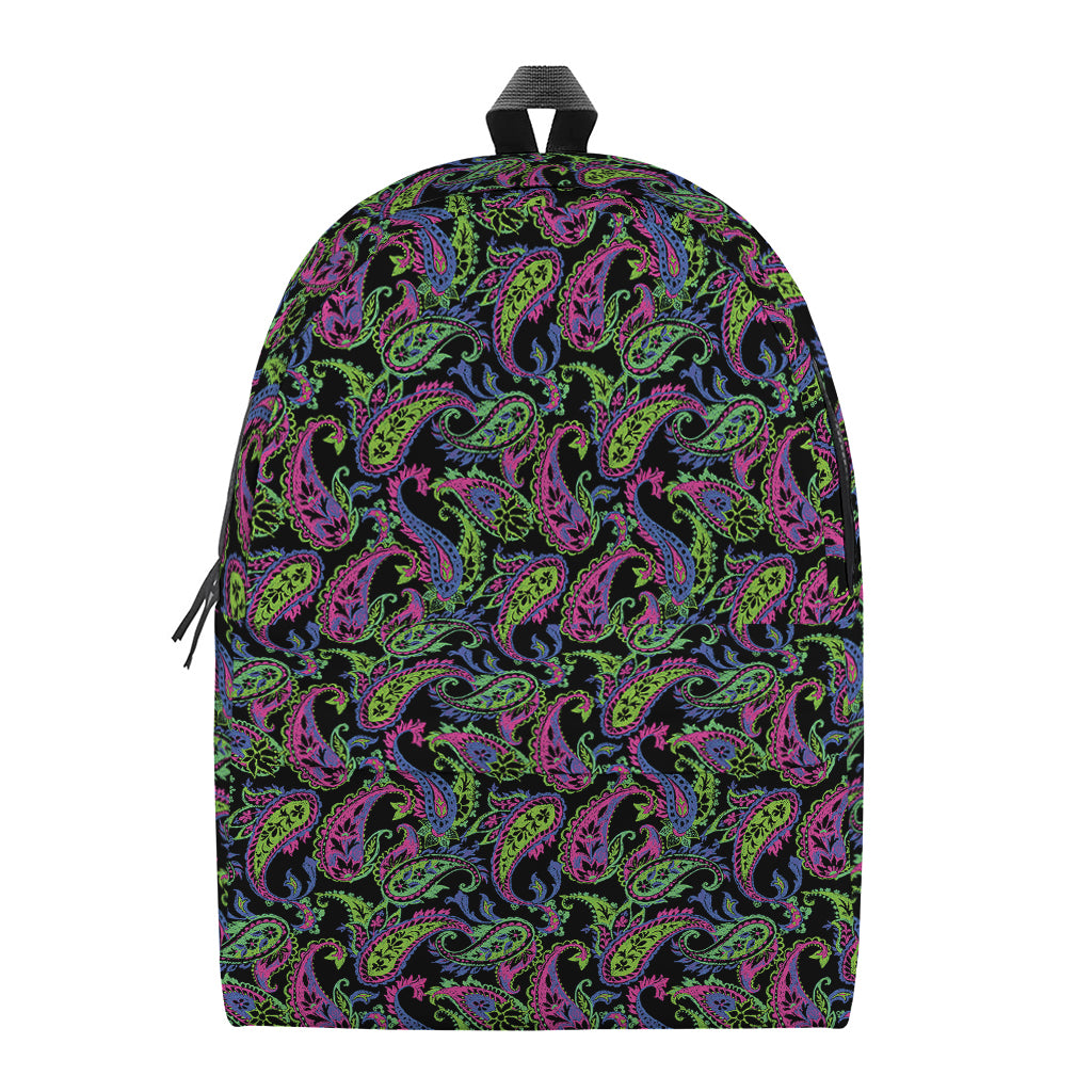 Pink Blue And Green Paisley Print Backpack