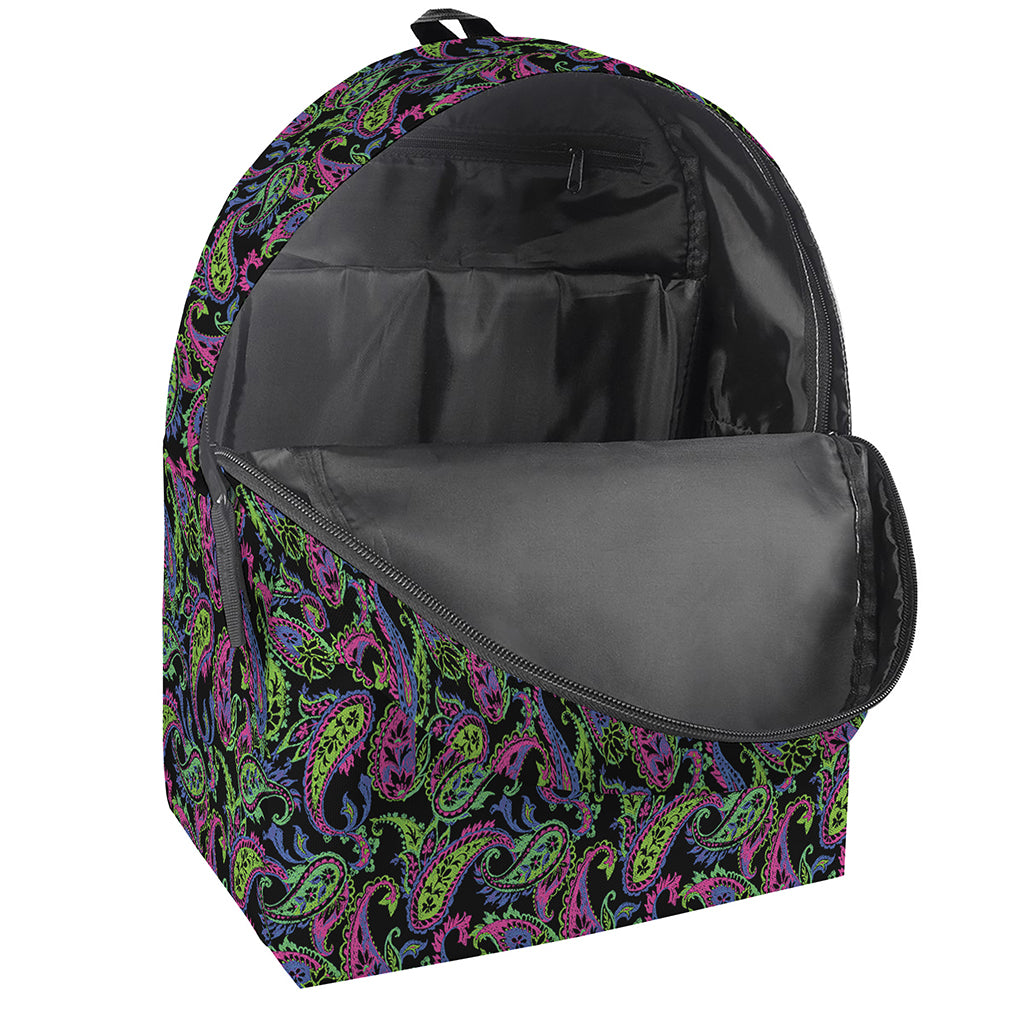 Pink Blue And Green Paisley Print Backpack