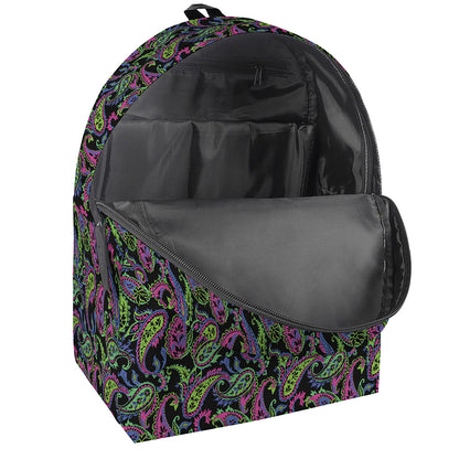 Pink Blue And Green Paisley Print Backpack