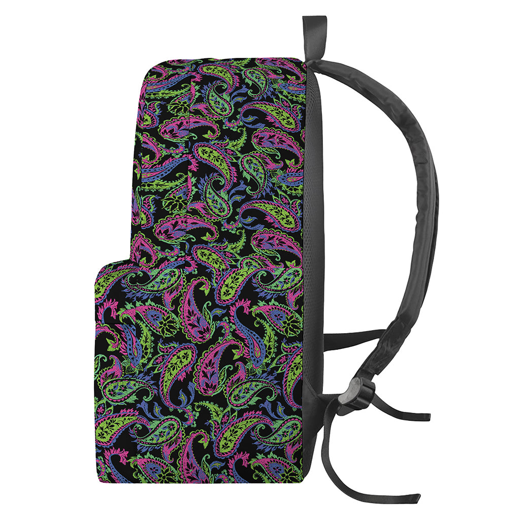 Pink Blue And Green Paisley Print Backpack
