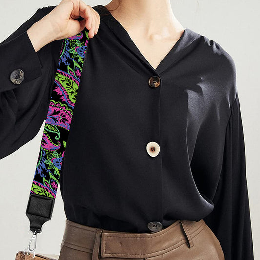 Pink Blue And Green Paisley Print Bag Strap