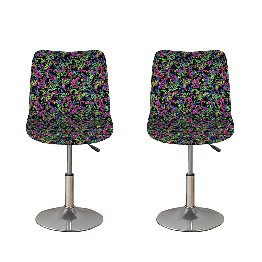Pink Blue And Green Paisley Print Bar Stool Covers