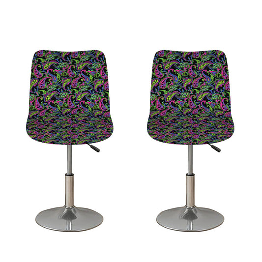 Pink Blue And Green Paisley Print Bar Stool Covers