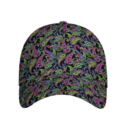 Pink Blue And Green Paisley Print Baseball Cap