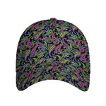 Pink Blue And Green Paisley Print Baseball Cap