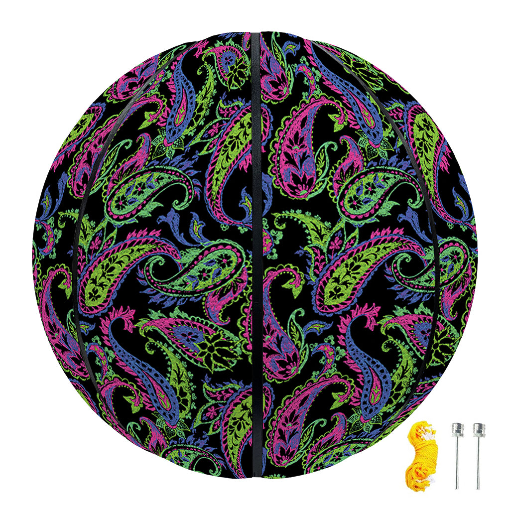 Pink Blue And Green Paisley Print Basketball