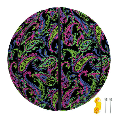 Pink Blue And Green Paisley Print Basketball