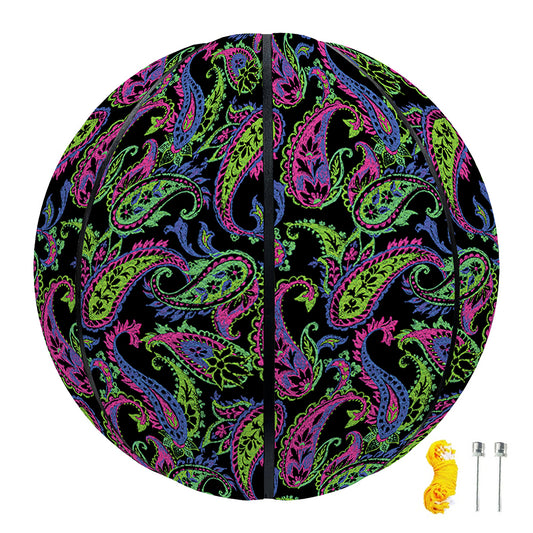 Pink Blue And Green Paisley Print Basketball