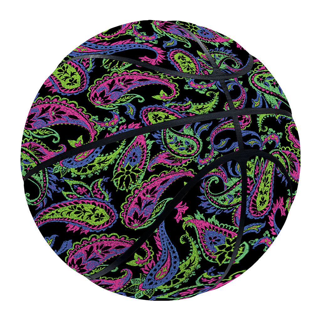 Pink Blue And Green Paisley Print Basketball