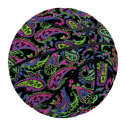 Pink Blue And Green Paisley Print Basketball