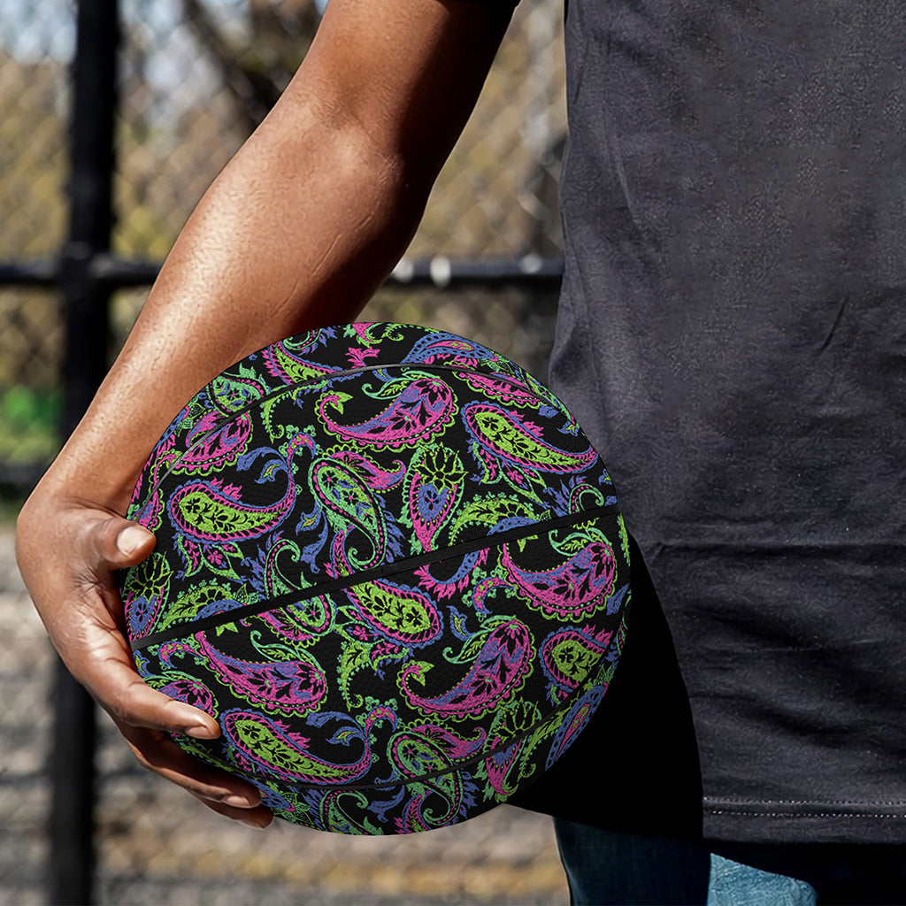 Pink Blue And Green Paisley Print Basketball