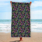 Pink Blue And Green Paisley Print Beach Towel
