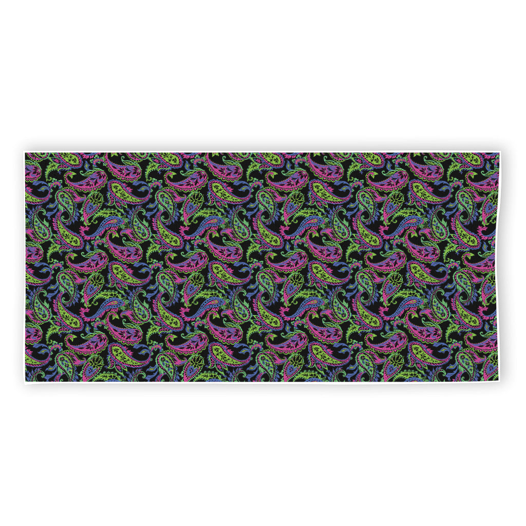Pink Blue And Green Paisley Print Beach Towel