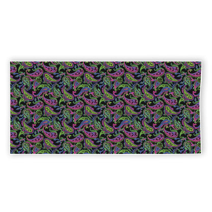 Pink Blue And Green Paisley Print Beach Towel