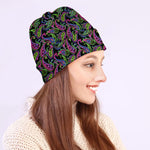 Pink Blue And Green Paisley Print Beanie