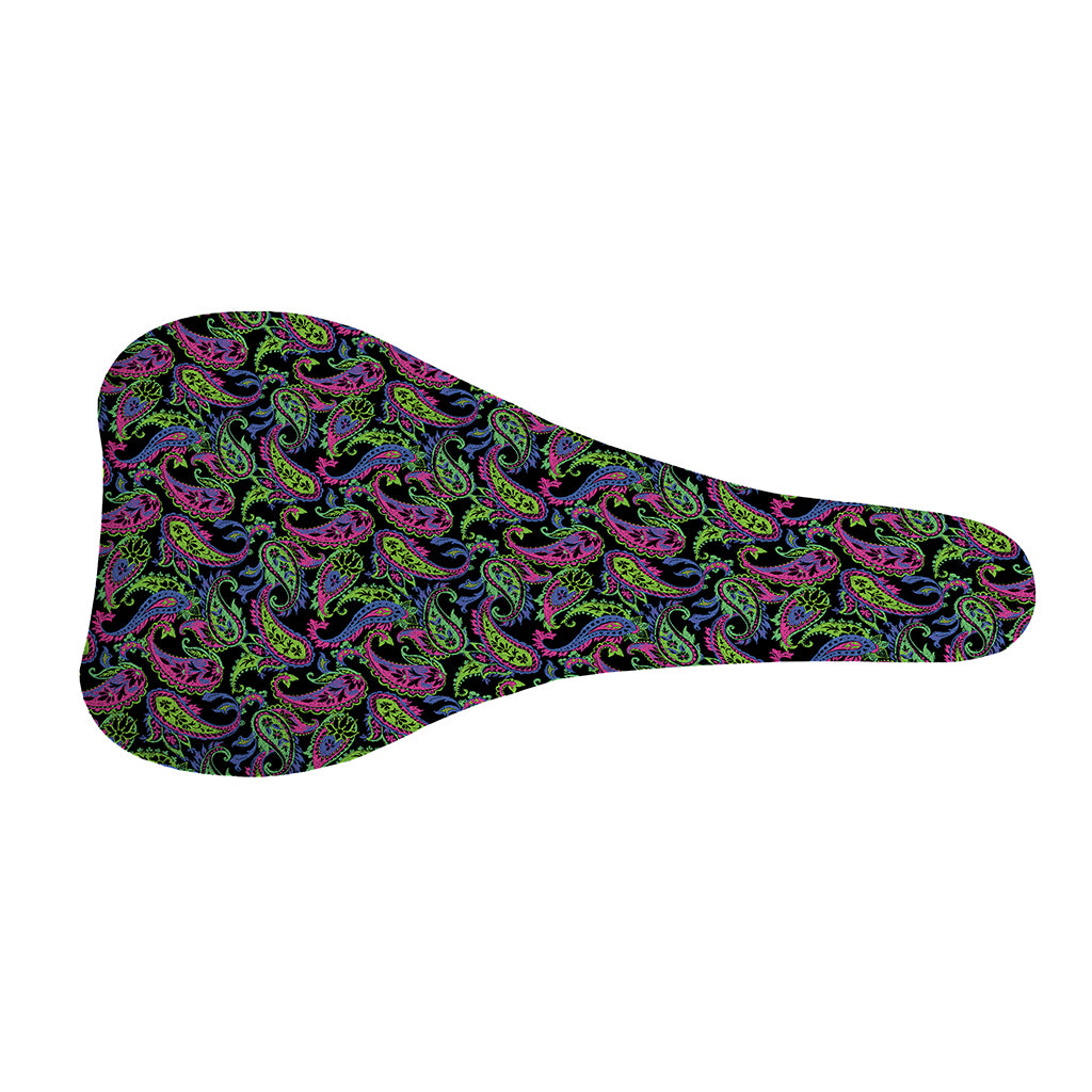 Pink Blue And Green Paisley Print Bicycle Seat Cover