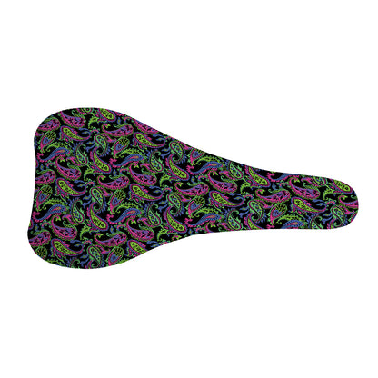 Pink Blue And Green Paisley Print Bicycle Seat Cover