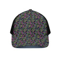 Pink Blue And Green Paisley Print Black Mesh Trucker Hat