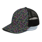 Pink Blue And Green Paisley Print Black Mesh Trucker Cap