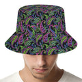 Pink Blue And Green Paisley Print Bucket Hat