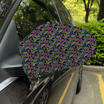 Pink Blue And Green Paisley Print Car Side Mirror Covers