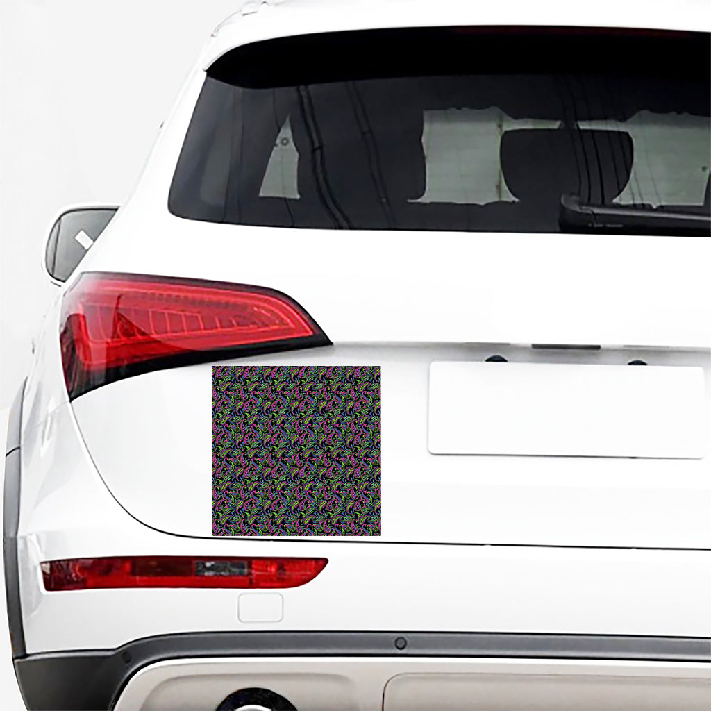 Pink Blue And Green Paisley Print Car Sticker