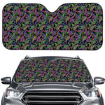 Pink Blue And Green Paisley Print Car Windshield Sun Shade