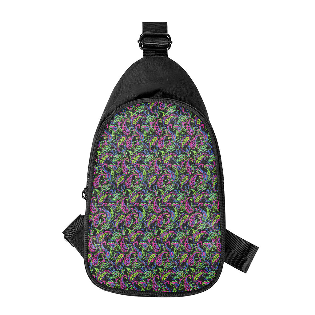 Pink Blue And Green Paisley Print Chest Bag