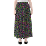 Pink Blue And Green Paisley Print Chiffon Maxi Skirt