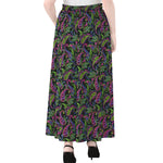 Pink Blue And Green Paisley Print Chiffon Maxi Skirt