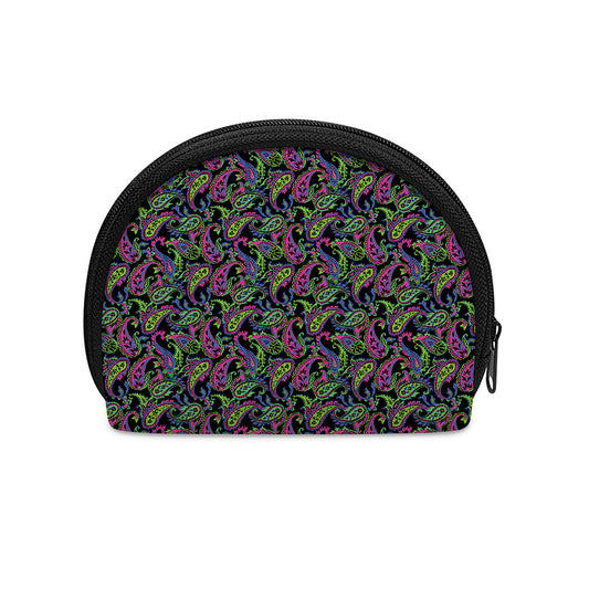 Pink Blue And Green Paisley Print Coin Purse