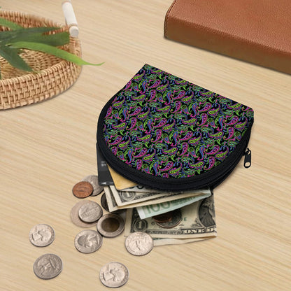 Pink Blue And Green Paisley Print Coin Purse