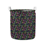 Pink Blue And Green Paisley Print Collapsible Laundry Basket