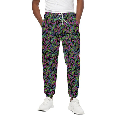 Pink Blue And Green Paisley Print Cotton Pants
